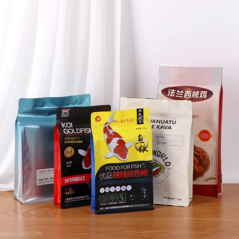 Bolsa de fondo plano para alimento para peces